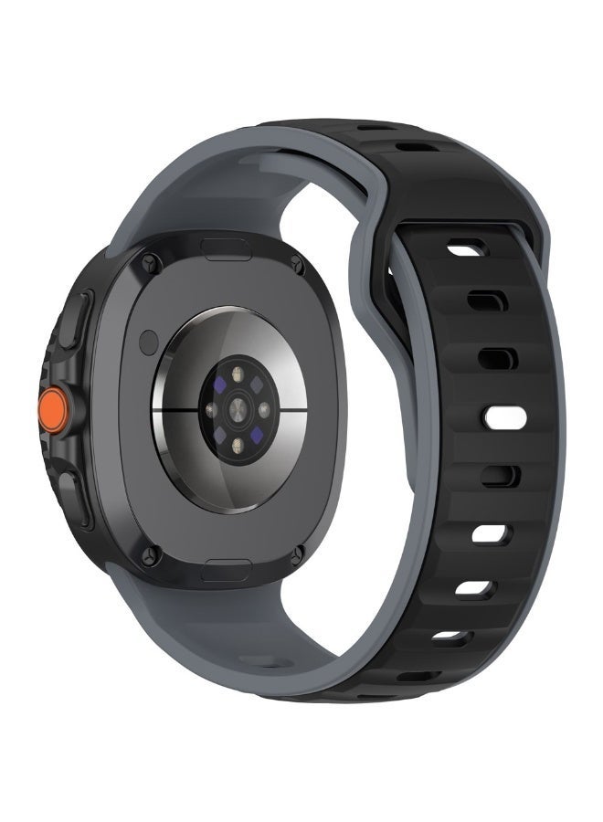 Silicone Strap for Samsung Galaxy Watch 8 40mm 44mm / Galaxy Watch 8 Classic 46mm Dual Color Sport Wrist Band - (Black/Grey) - Image 1